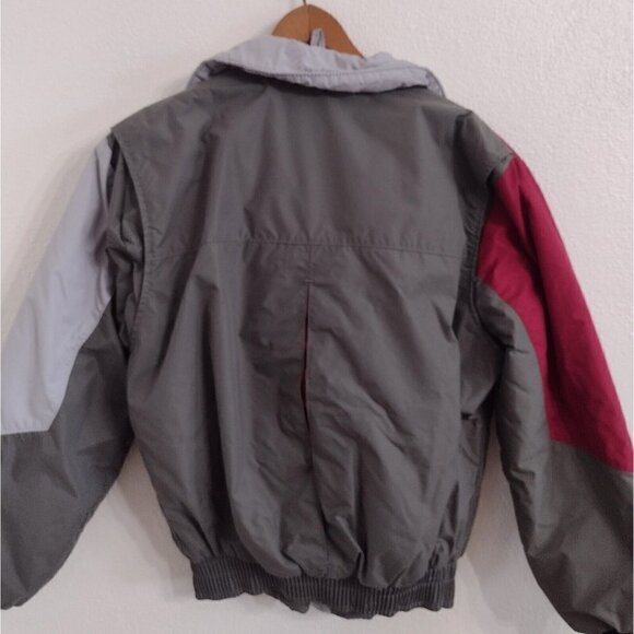 Vintage Polaris Union Made Snowmobile Jacket Full Zip Womens M Gray Burgundy - Picture 5 of 10